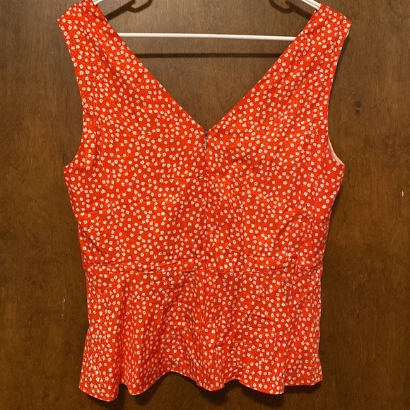 REBECCA TAYLOR silk blend sleeveless top. Back zipper. Peplum hem. Size US 8. - Picture 6 of 10